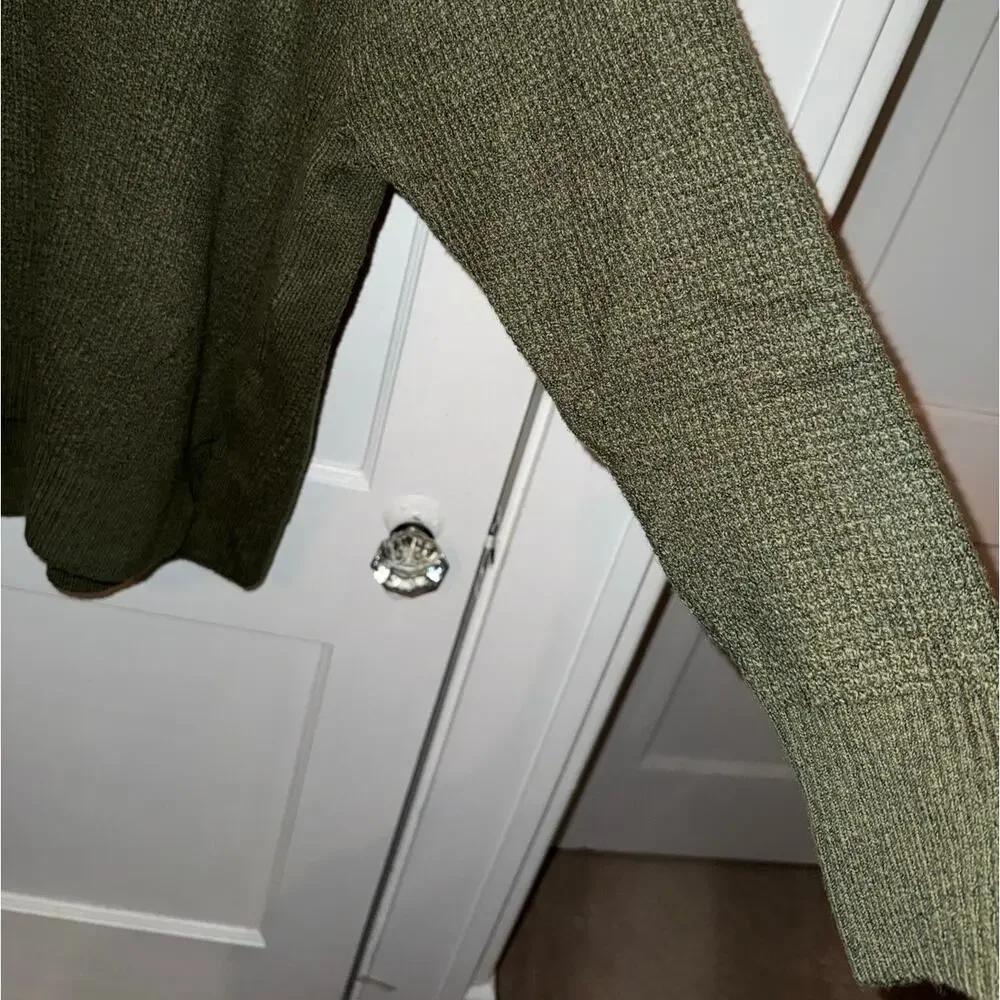 New Aerie Collared V Neck Oversized Knit Sweater Green Women's size S